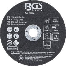 Juego de discos de corte  para acero inoxidable  Ø 75 x 1,0 x 10 mm 5 piezas